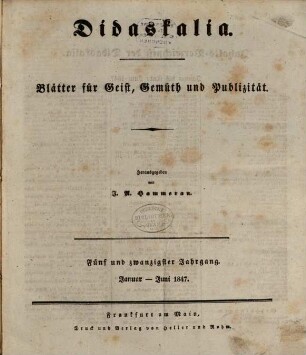 Didaskalia. 1847,1/3 = Jg. 25