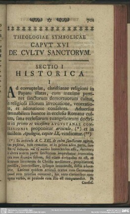 Caput XVI De Cultu Sanctorum