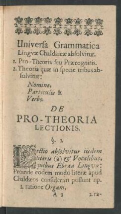 Universa Grammatica Linguae Chaldaicae absolvitur.