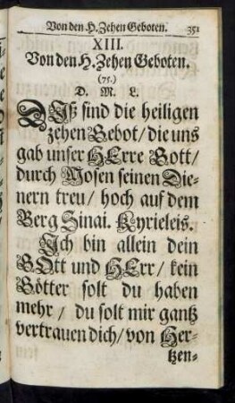 XIII. Von den H. Zehen Geboten.