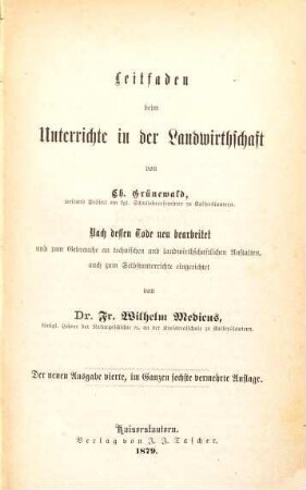 Leitfaden beim Unterrichte in der Landwirthschaft