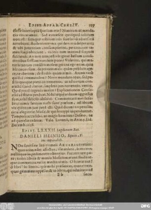 Epist. LXXXII. Lugdunum Bat. Danieli Heinsio, Equiti, V. incomparabili.
