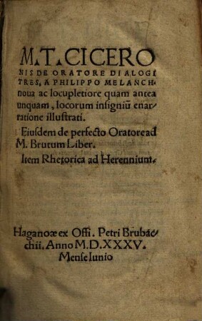 M. T. Ciceronis De Oratore Dialogi Tres