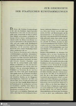 Zur Geschichte Der Staatlichen Kunstsammlungen