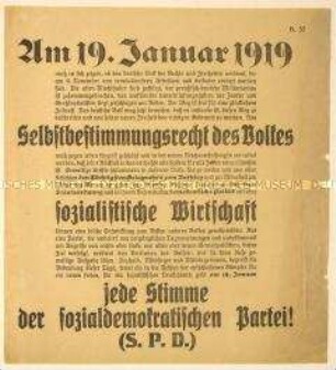 Programmatischer Wahlaufruf der Sozialdemokratischen Partei Deutschlands - pro Demokratie, Verfassung, sozialistische Wirtschaft und freie Staatsordnung