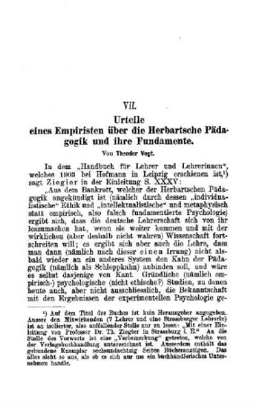 Urteile eines Empiristen über die Herbartsche Pädagogik und ihre Fundamente