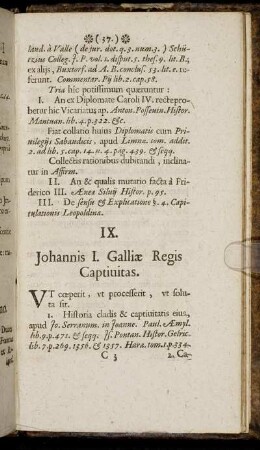 IX. Johannis I. Galliae Regis Captivitas