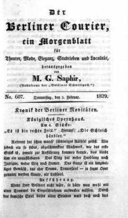 No. 607., Donnerstag, den 5. Februar 1829