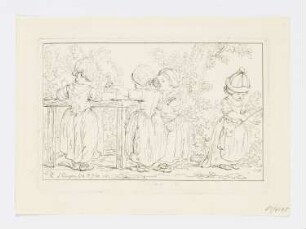 Vier spielende Mädchen, Blatt 4 der Folge "Etudes de figures dessine d’aprés nature"