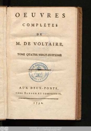 Tome Quatre-Vingt-Huitième = Recueil Des Lettres De M. De Voltaire, Tom. X.: Mai 1762-Octobre 1763