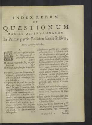 Index Rerum et Quaestionum