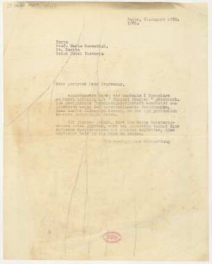 Brief an Moriz Rosenthal : 21.08.1930