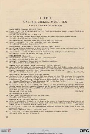 II. Teil: Galerie Zickel, München (Nr. 249-288)