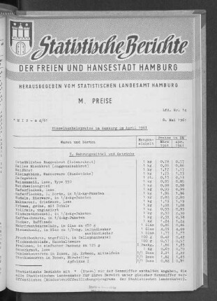 Einzelhandelspreise in Hamburg im April 1961 : Lfd. Nr. 14
