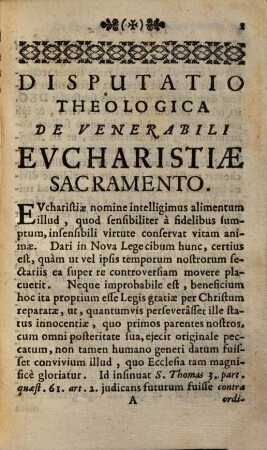 Theses Theologicae De Venerabili Evcharistiae Sacramento