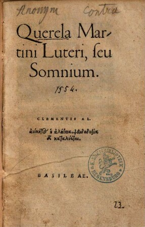 Querela Martini Luteri, seu somnium