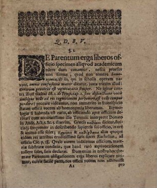 Diss. mor. de officio parentum in liberos