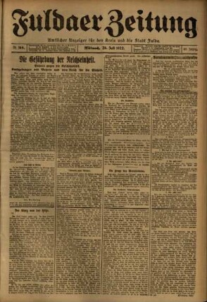 Ausgabe vom Mittwoch, den 26. Juli 1922.