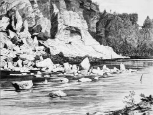Der Bergsturz bei Wehlen ("Weiße Brüche") in der Sächsischen Schweiz am 23.07.1877