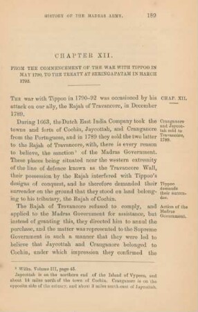 Chapter XII. From the commencement of the war with Tippoo in May 1790, to the treaty at Seringapatam in March 1792