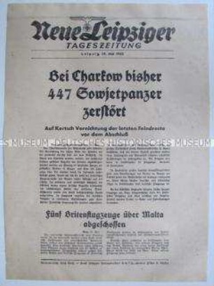 Extrablatt der "Neuen Leipziger Tageszeitung" u.a. zu deutsch-sowjetischen Kämpfen bei Charkow