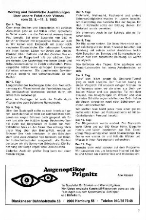 Vortrag und zusätzliche Ausführungen über unsere Fahrt nach Vitznau von 29.5.-11.6.1983