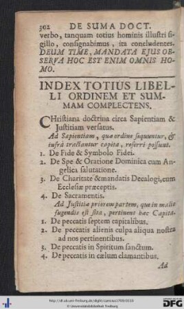 Index Totius Libelli Ordinem Et Summam Complectens.
