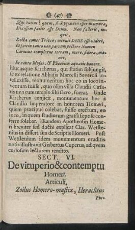 Sect. VI. De vituperio & contemptu Homeri.