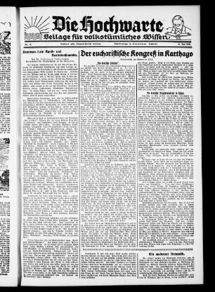 Die Hochwarte. 1929-1935