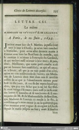 Lettre CXI. Le même A Mesdames De Sévigné & De Grignan. A Paris, le 22. Juin, 1695