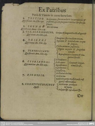 Ex Patribus Panis & Vinum in coena sacra sunt