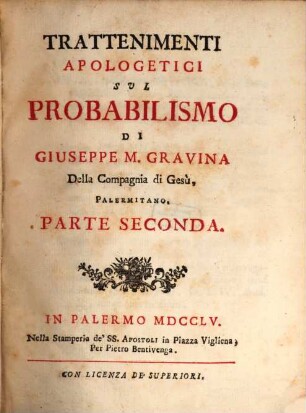Trattenimenti Apologetici Sul Probabilismo, 2