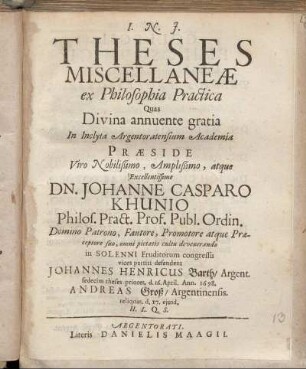 Theses Miscellaneae ex Philosophia Practica