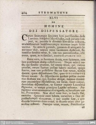 XLVI De Homine Dei Dispensatore
