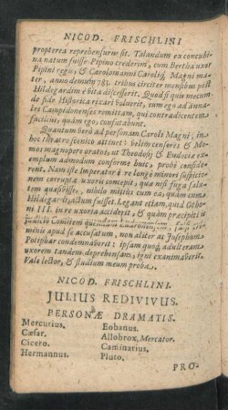 Nicod. Frischlini. Julius Redivivus.