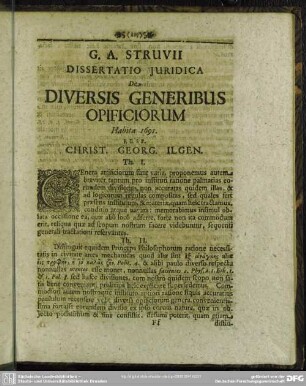 G. A. Struvii, de diversis Opificiorum generibus