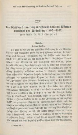 327-348 Ein Blatt der Erinnerung an Nikolaus Cardinal Wiseman, Erzbischof von Westminster (1802-1865) : III.