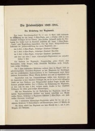 Die Friedensjahre 1909-1914