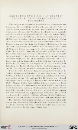 Der Holzschnitt des fünfzehnten Jahrhunderts und die heutige Forschung