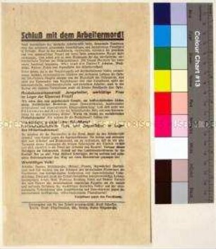 Gegen die NSDAP und ihre Verbände gerichteter programmatischer Aufruf des Kampfbundes gegen den Faschismus an alle Arbeiter, Jungarbeiter, werktätigen Frauen und Jugendlichen in Folge der Ermordung von Herbert Hentsch durch NSDAP-Kameraden