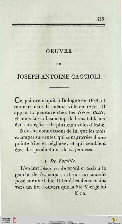 Oeuvre de Joseph Antoine Caccioli
