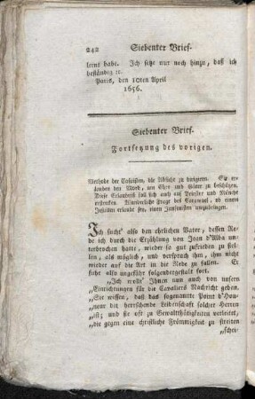 Siebenter Brief. Fortsetzung des vorigen. Methode der Casuisten, die Absicht zu dirigiren. [...]