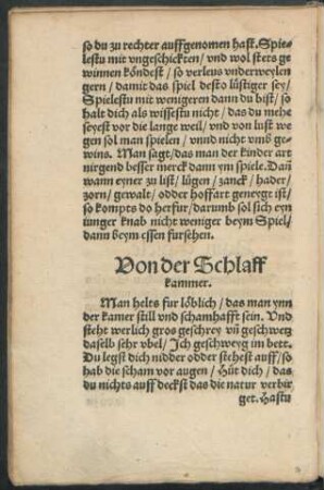 Von der Schlaff kammer.