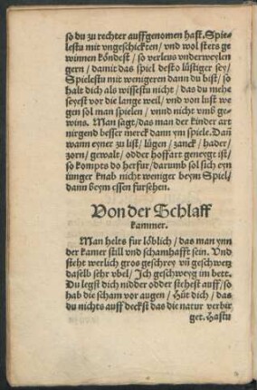 Von der Schlaff kammer.