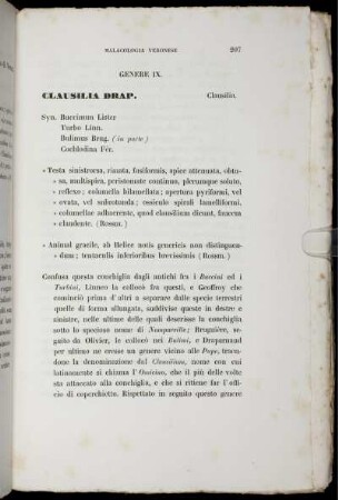 Genere IX. Clausilia Drap.