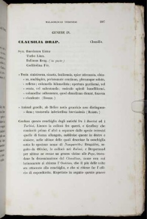 Genere IX. Clausilia Drap.