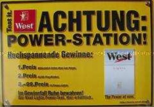 Werbeaufkleber für "West Lights"-Zigaretten