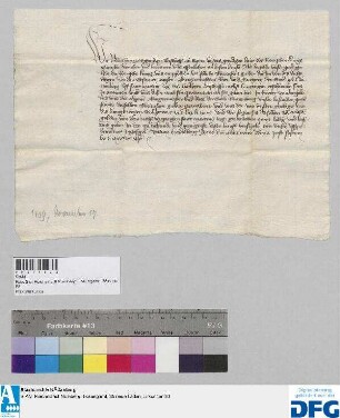 Raban, Bischof von Speyer und Kanzler des Königs Rupprecht, stellt der Stadt Nürnberg Quittung aus über 2000 fl Reichssteuer.