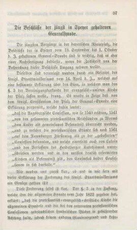 57-82 Die Beschlüsse der jüngst in Speier gehaltenen Generalsynode