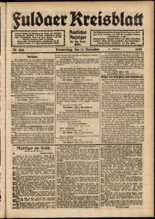 Ausgabe vom Donnerstag, den 13. November 1919.